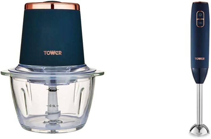 Tower Cavaletto T12058PNK Glass Bowl Chopper, 1L, 350W, Marshmallow Pink and Rose Gold - Amazing Gadgets Outlet