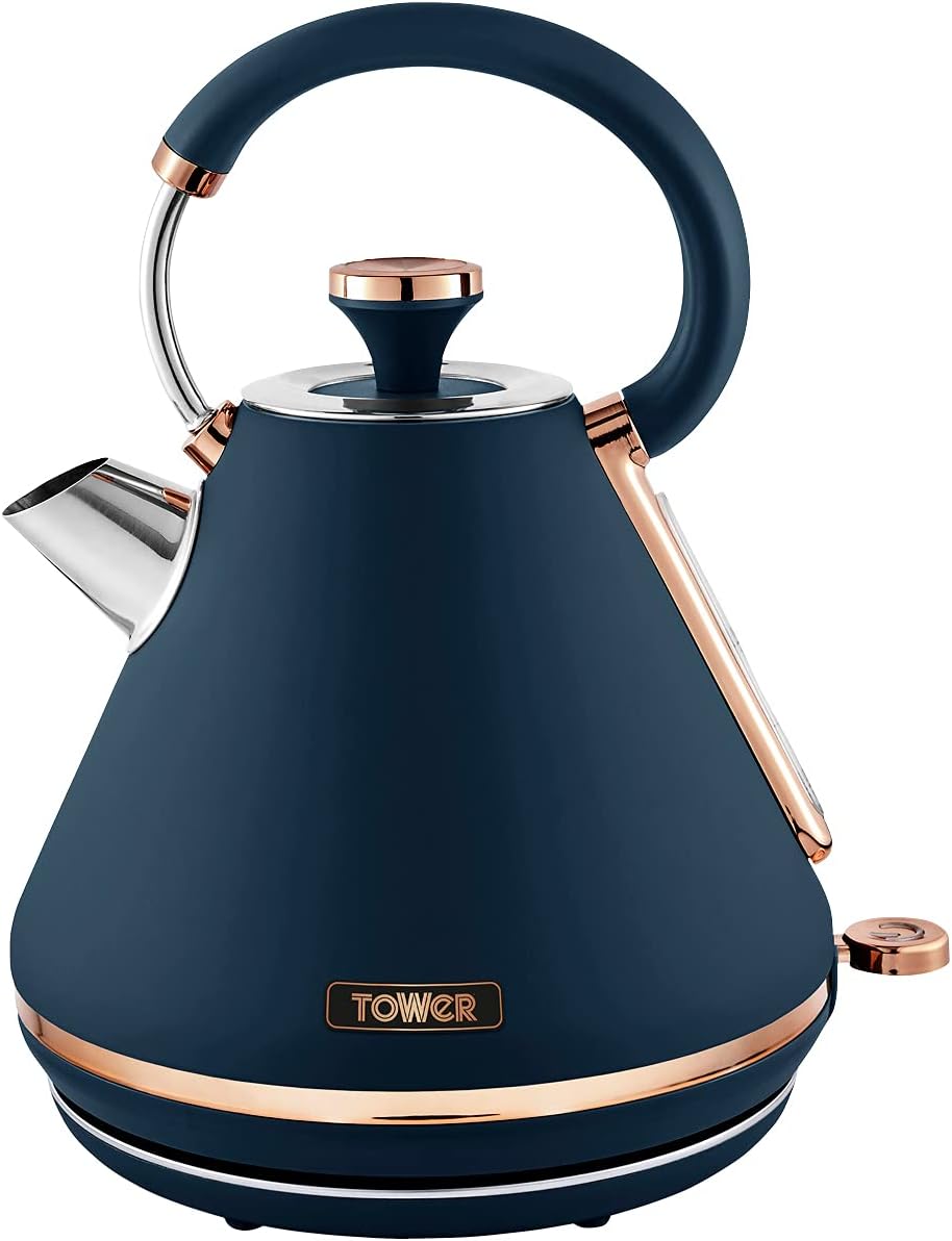 Tower T10044JDE Cavaletto Pyramid Kettle with Fast Boil, Detachable Filter, 1.7L, 3000 W, Jade & Champagne Gold - Amazing Gadgets Outlet
