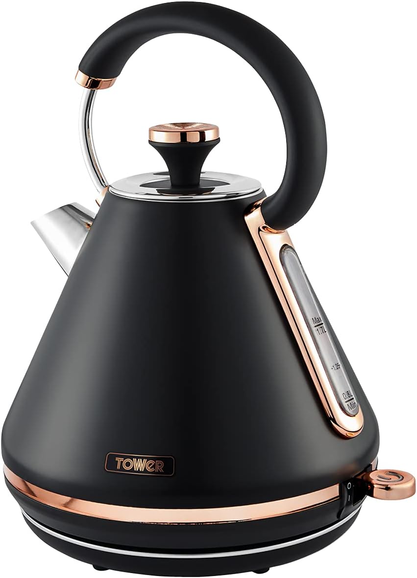 Tower T10044JDE Cavaletto Pyramid Kettle with Fast Boil, Detachable Filter, 1.7L, 3000 W, Jade & Champagne Gold - Amazing Gadgets Outlet