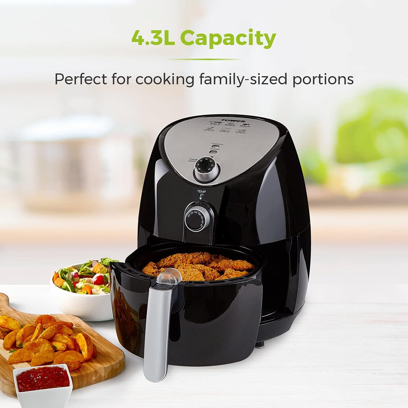 Tower T17021 Family Size Air Fryer with Rapid Air Circulation, 60 - Minute Timer, 4.3L, 1500W, Black   Import  Single ASIN  Import  Multiple ASIN ×Product customization General Description Gallery Reviews Variations Additional details - Amazing Gadgets Outlet