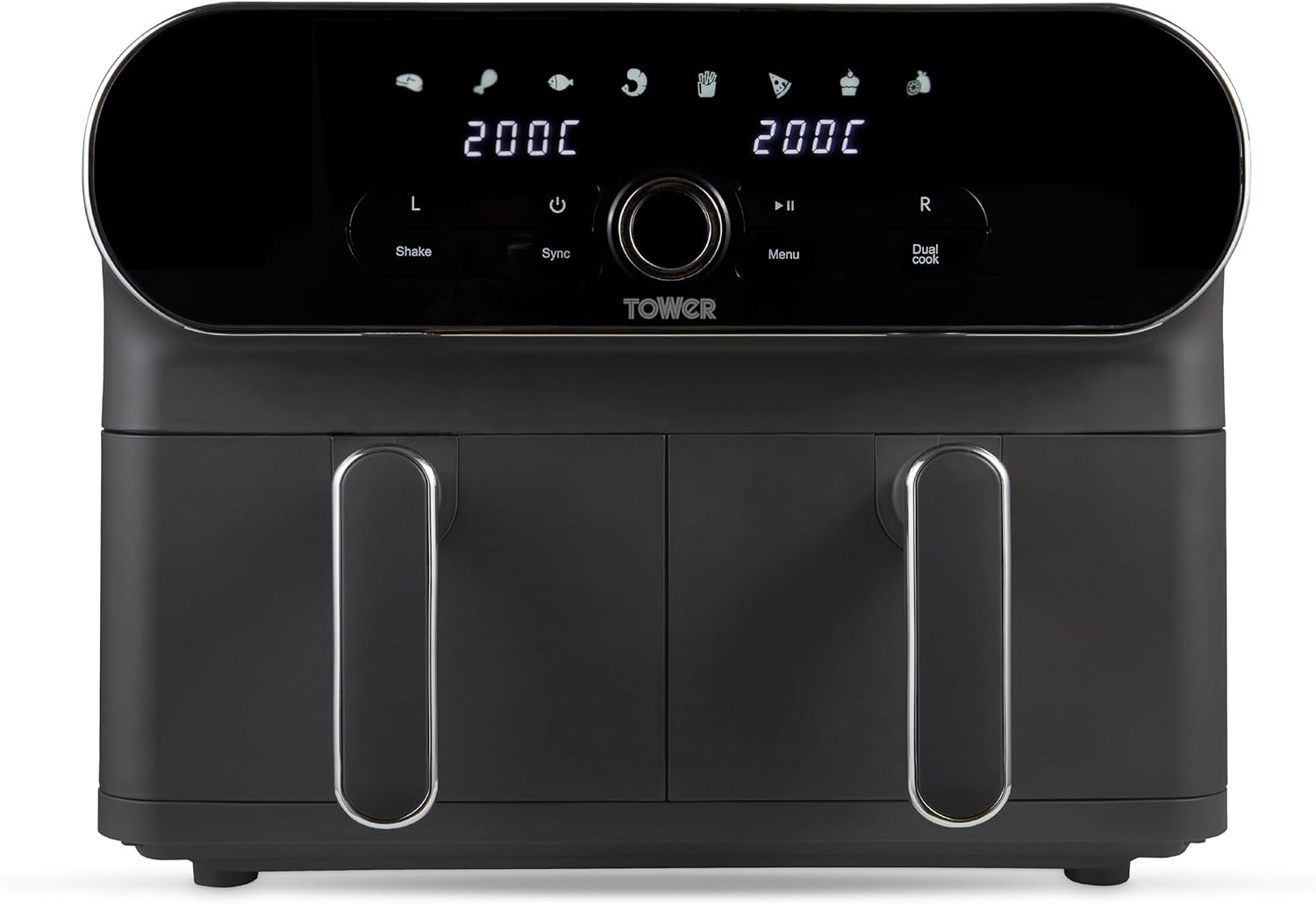 Tower T17088 Vortx 9L Dual Basket Air Fryer with Smart Finish, 2600W, Black - Amazing Gadgets Outlet