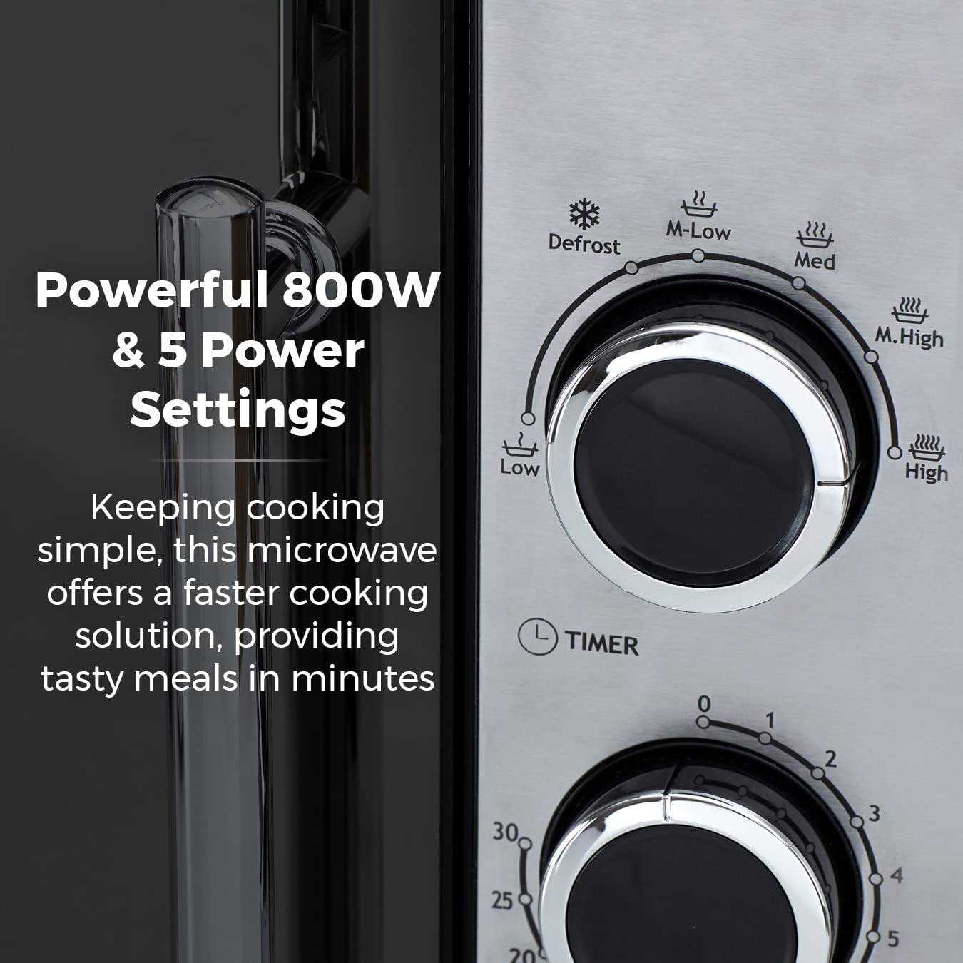 Tower T24015 800W 20L Microwave with 5 Power Levels and a 30 Minute Timer, Black - Amazing Gadgets Outlet