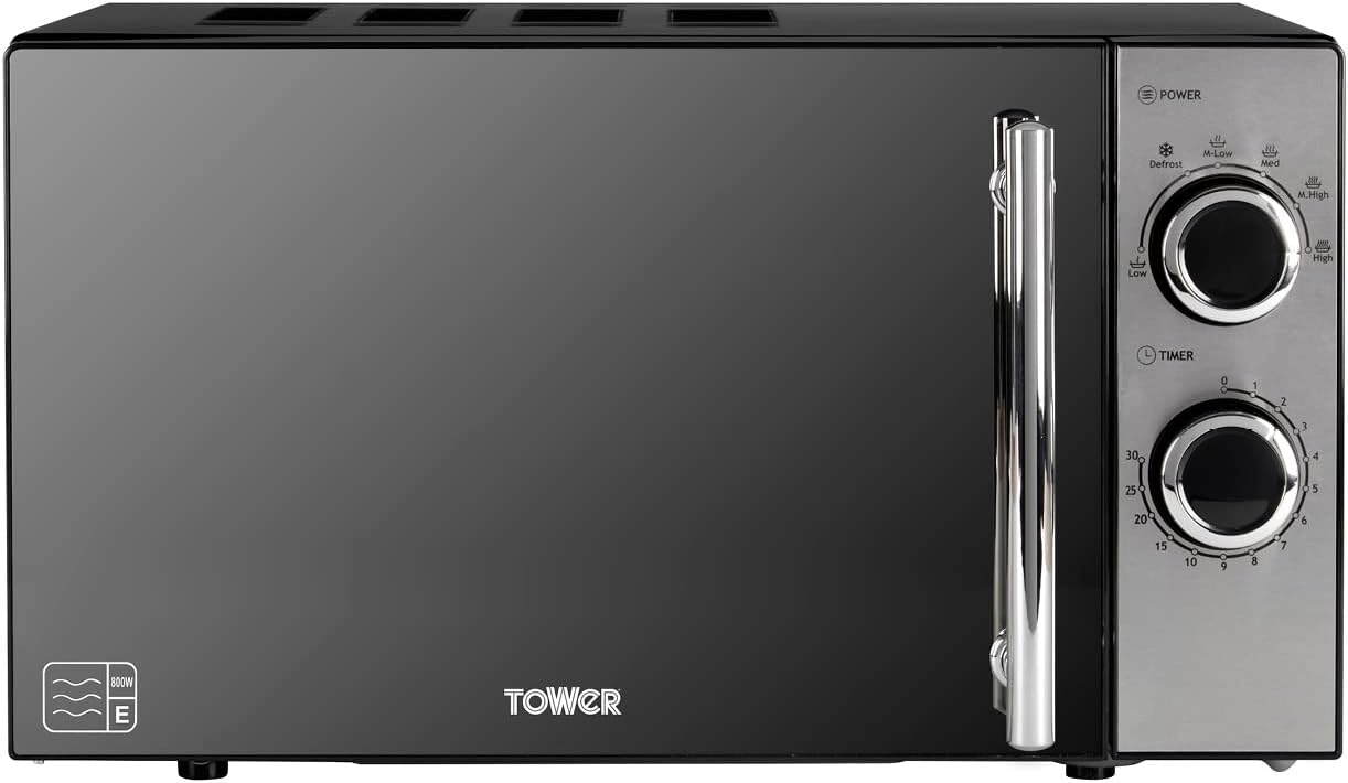 Tower T24015 800W 20L Microwave with 5 Power Levels and a 30 Minute Timer, Black - Amazing Gadgets Outlet