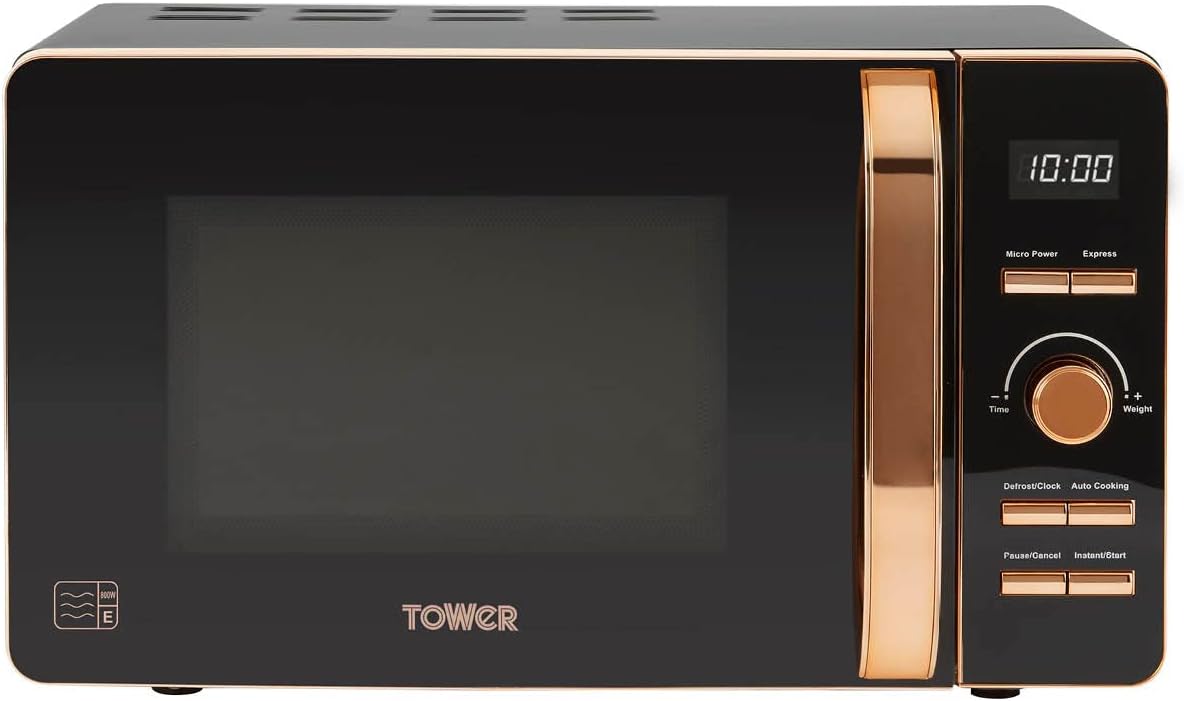 Tower T24021W Digital Microwave with 60 - Minute Timer and 8 Autocook Settings, 20L, 800W White and Rose Gold - Amazing Gadgets Outlet