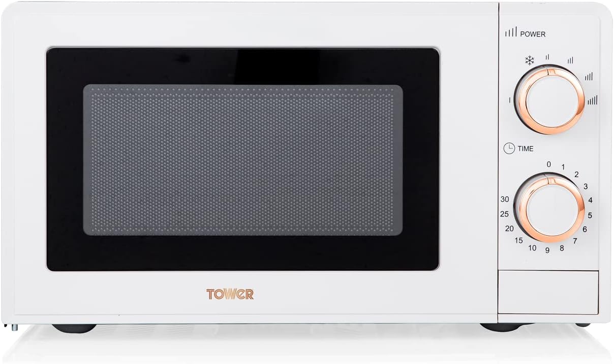 Tower T24029RG 17L Manual Microwave with 700W Power Output and 6 Power Levels, Black and Rose Gold - Amazing Gadgets Outlet