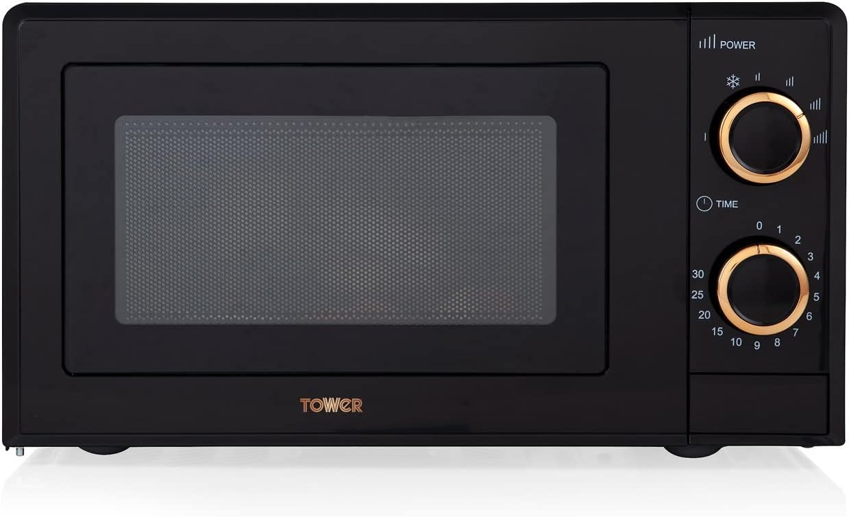 Tower T24029RG 17L Manual Microwave with 700W Power Output and 6 Power Levels, Black and Rose Gold - Amazing Gadgets Outlet