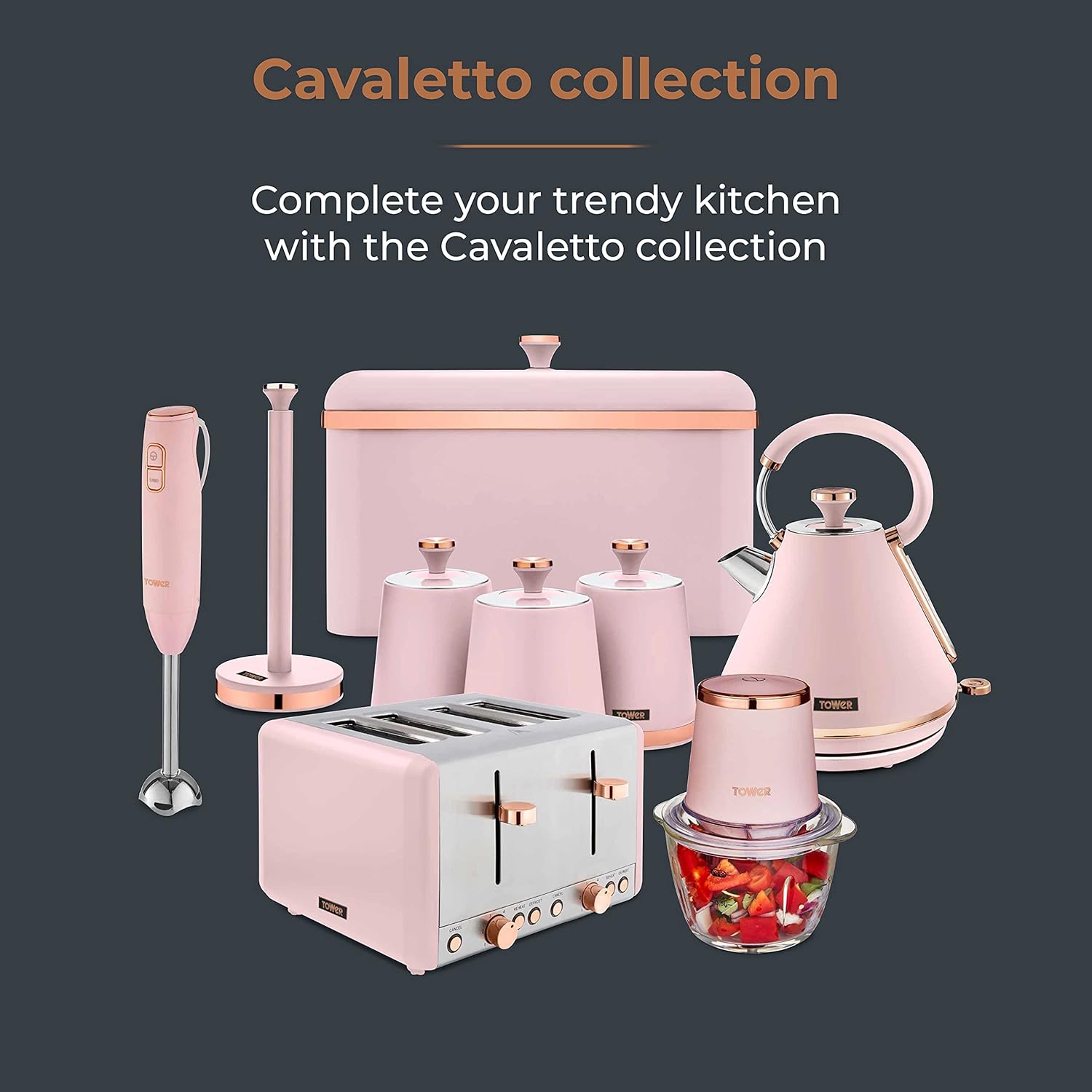 Tower T27036PNK Cavaletto Sandwich Maker with Deep Fill Ridge Plates, 900W Marshmallow Pink and Rose Gold - Amazing Gadgets Outlet