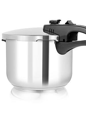 Tower T80244 6L/22cm Pressure Cooker with Steamer Basket, Stainless Steel, Silver - Amazing Gadgets Outlet