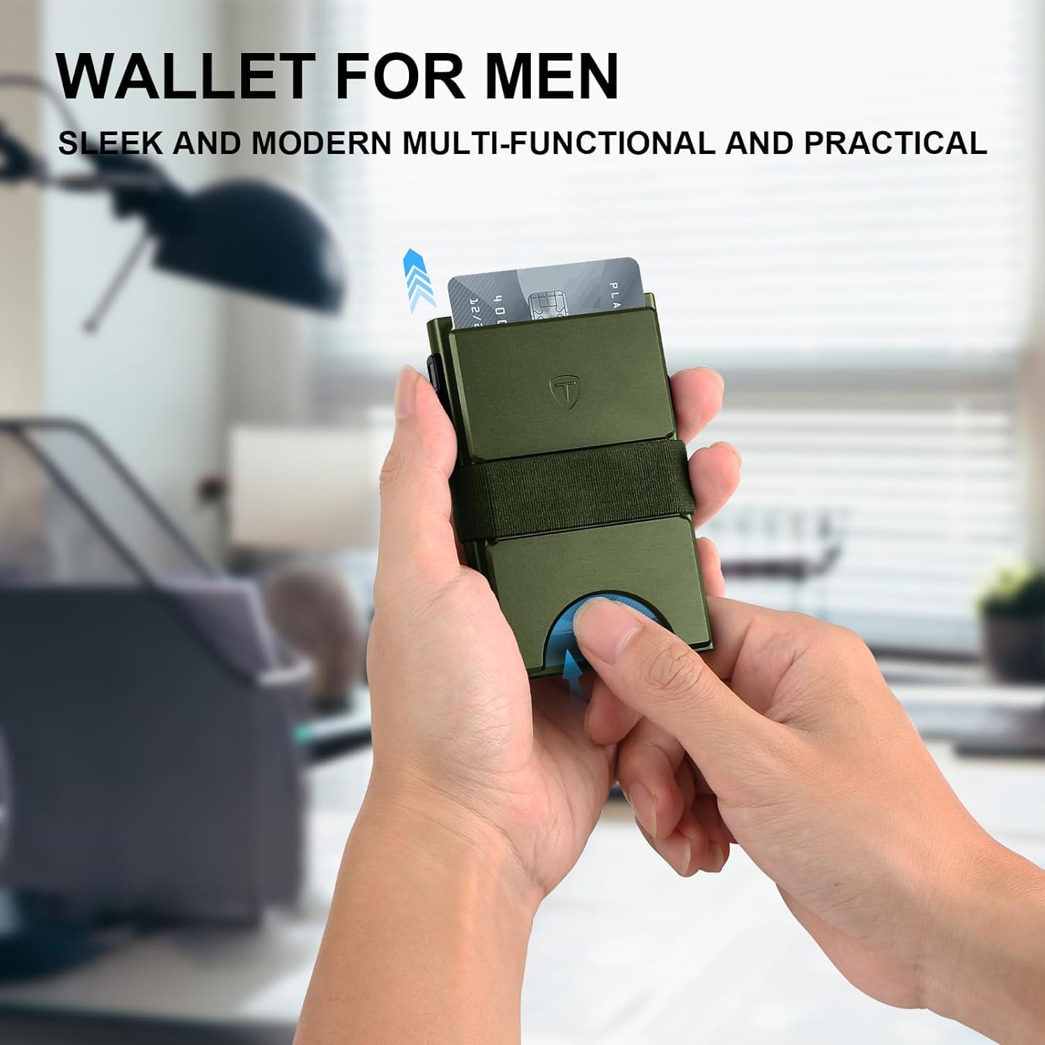 TOYFID Slim Wallet Men - Metal Card Holder,Minimalist Pop - up Wallet,Card Case Wallet with Backplate & Cash Band,RFID Blocking,Quick Card Access - Amazing Gadgets Outlet