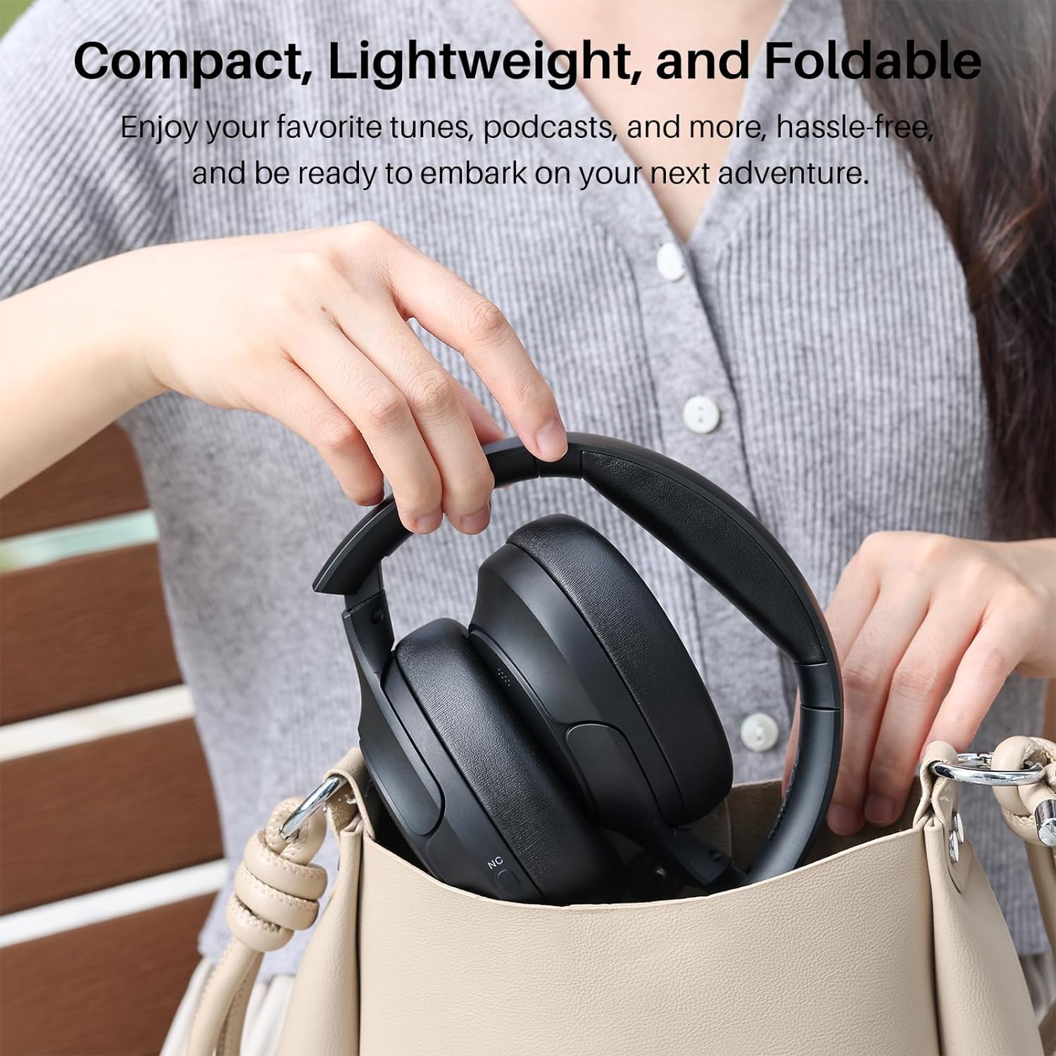 TOZO HT2 Hybrid Active Noise Cancelling Wireless Headphones, 60H Playtime Lossless Audio Over Ear Bluetooth Headphones, Hi - Res Audio Deep Bass Foldable Lightweight Headset for Workout - Amazing Gadgets Outlet