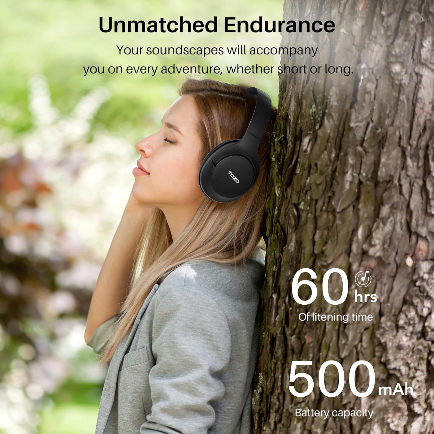 TOZO HT2 Hybrid Active Noise Cancelling Wireless Headphones, 60H Playtime Lossless Audio Over Ear Bluetooth Headphones, Hi - Res Audio Deep Bass Foldable Lightweight Headset for Workout - Amazing Gadgets Outlet