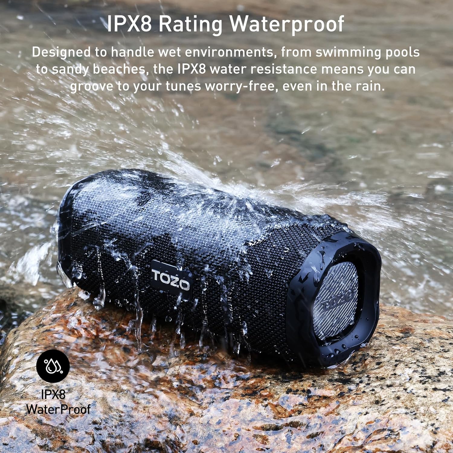 TOZO PA2 Bluetooth Speaker with Dual Drivers & Dual Bass Diaphragms, Deep Bass Loud Stereo Sound, IPX8 Waterproof, 25H Playtime, Custom EQ App Portable Wireless Speaker for Home Outdoors Travel - Amazing Gadgets Outlet