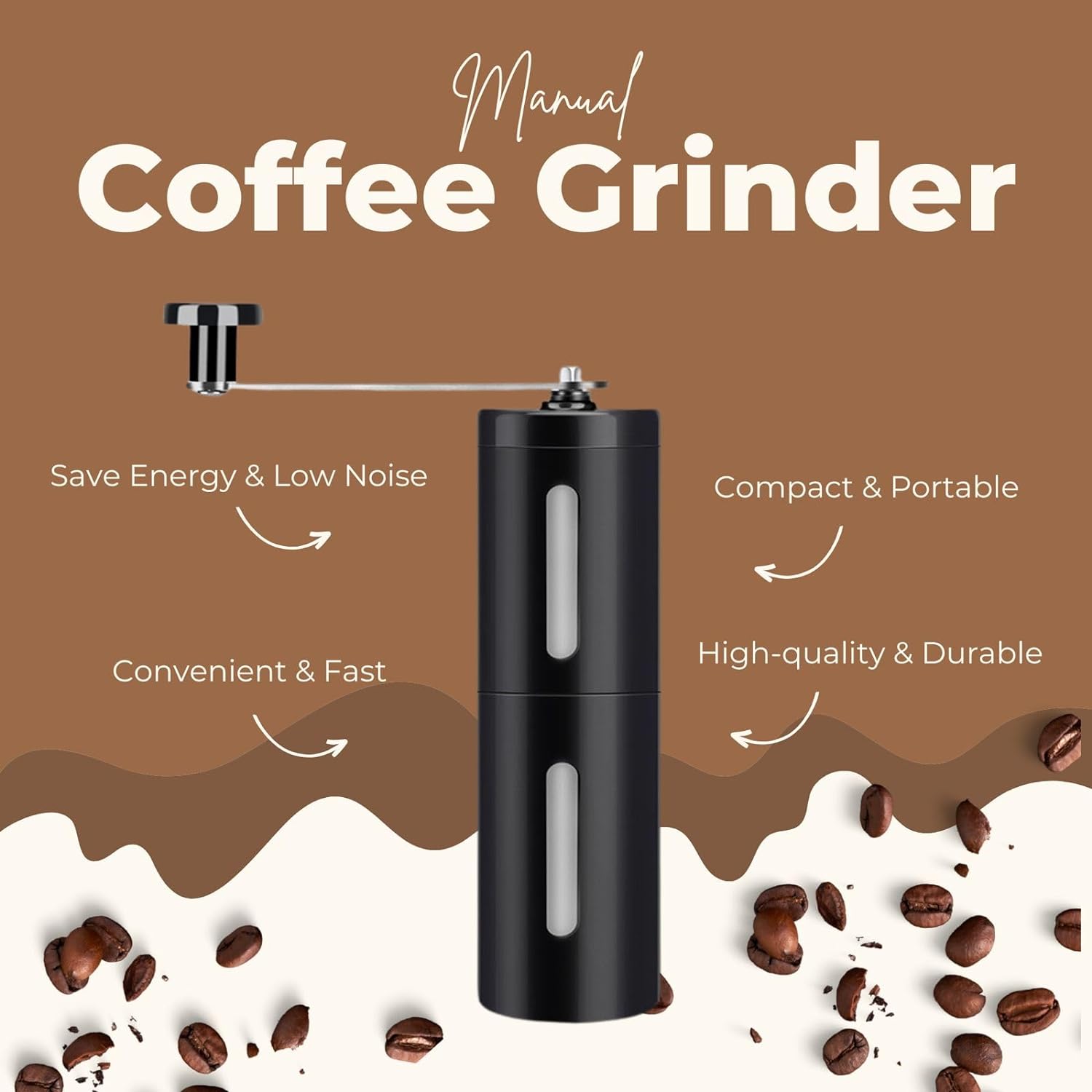 Trending Coffee Grinder Manual Adjustable, Handheld Coffee Grinder, Stainless Steel Coffee Grinder with 6 Adjustable Coarseness, Portable Coffee Bean Grinder, Best Coffee Grinder - Amazing Gadgets Outlet