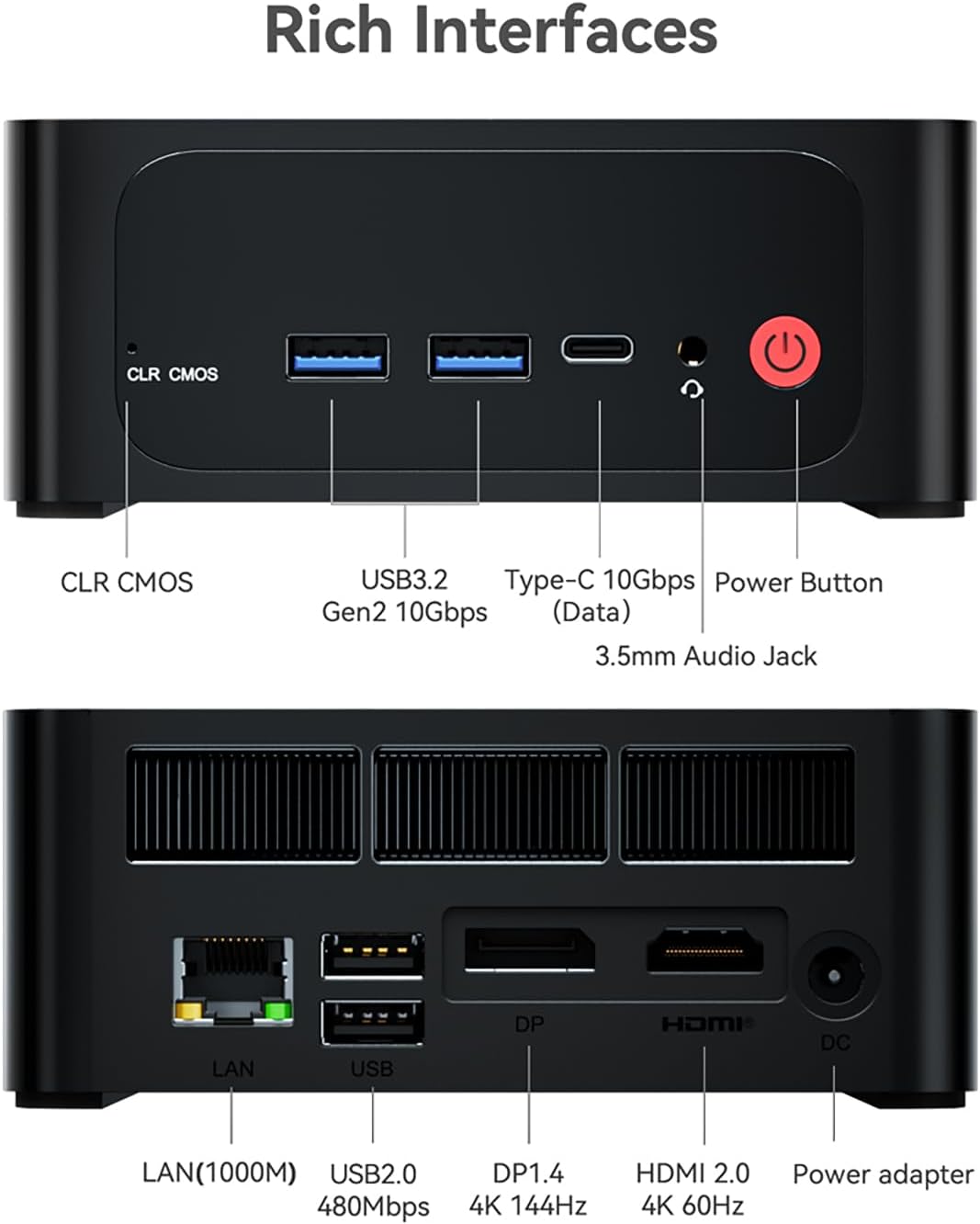 TRIGKEY G12 12th Gen Mini PC Core I5 - 12450H(Up to 3.6GHz) 16GB DDR4 500B NVME PCIE4.0 SSD 100W Micro Computer, 1000M Lan/DP(144Hz)+HDMI(60Hz) Output/WIFI 6,BT 5.2 for Home/Office/Gaming - Amazing Gadgets Outlet