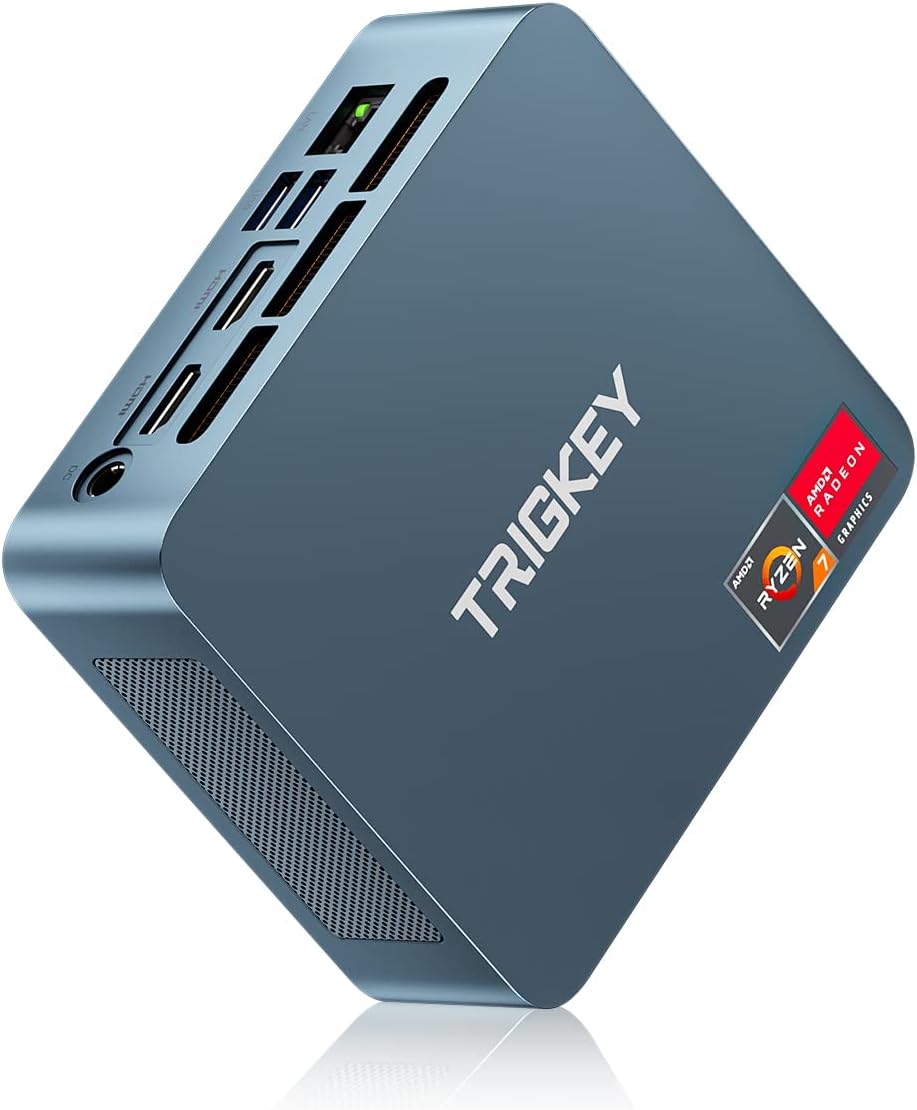 TRIGKEY S5 AMD Mini PC, Ryzen 7 5700U (Up to 4.3 GHz) 8 - Core 16Thread Mini Desktop, Micro Computer, 16GB DDR4 3200MHz | 500GB 3000MB/S NVME SSD, Small Gaming PC 4K Dual Displays, WiFi 6+BT5.2, USB3.2 - Amazing Gadgets Outlet