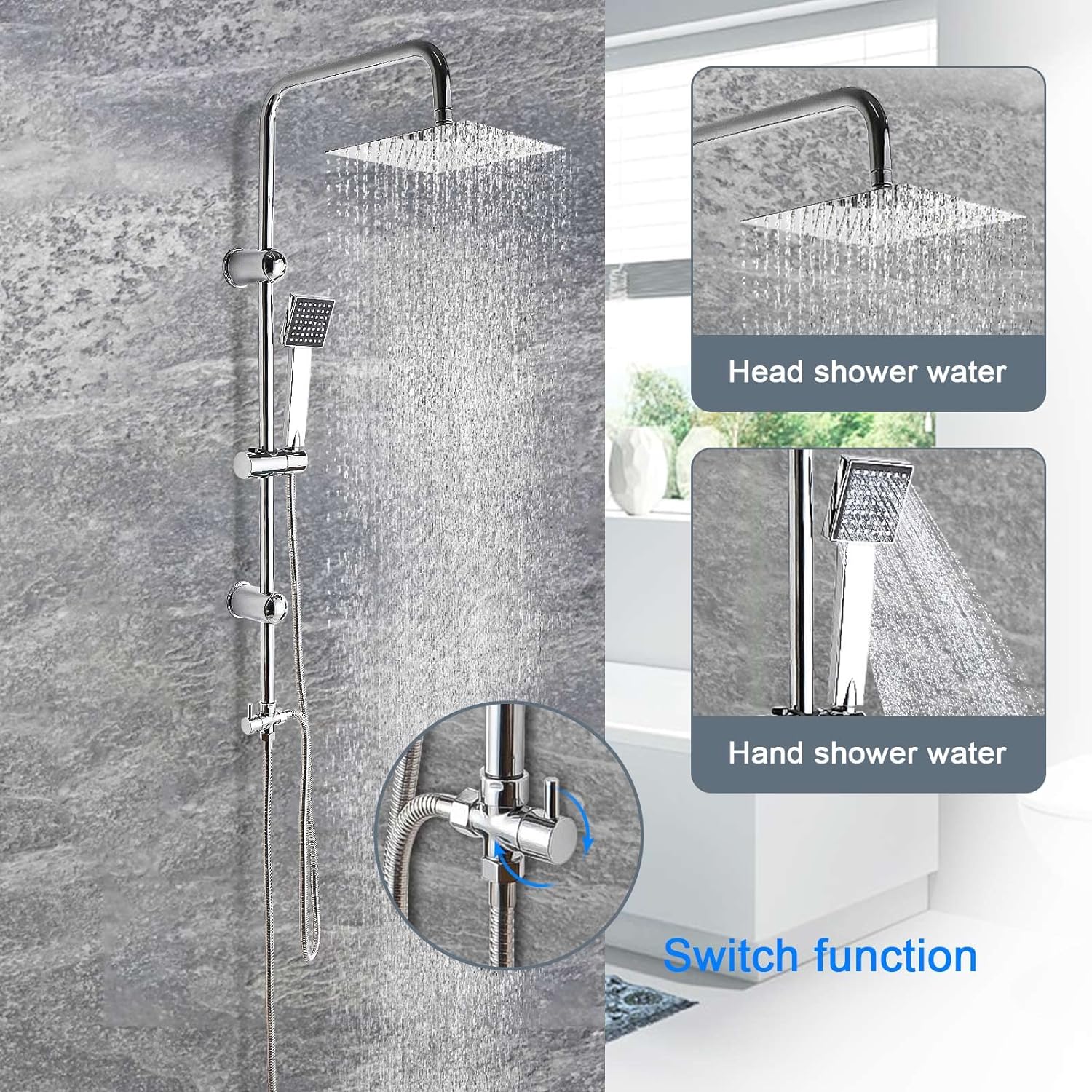 Trintion Shower Set Mixer Shower Set with 8 Inches Overhead Rain Shower Mixer Wall Mounted Adjustable Temperature Twin Head Shower System   Import  Single ASIN  Import  Multiple ASIN ×Product customization General Description Gallery - Amazing Gadgets Outlet