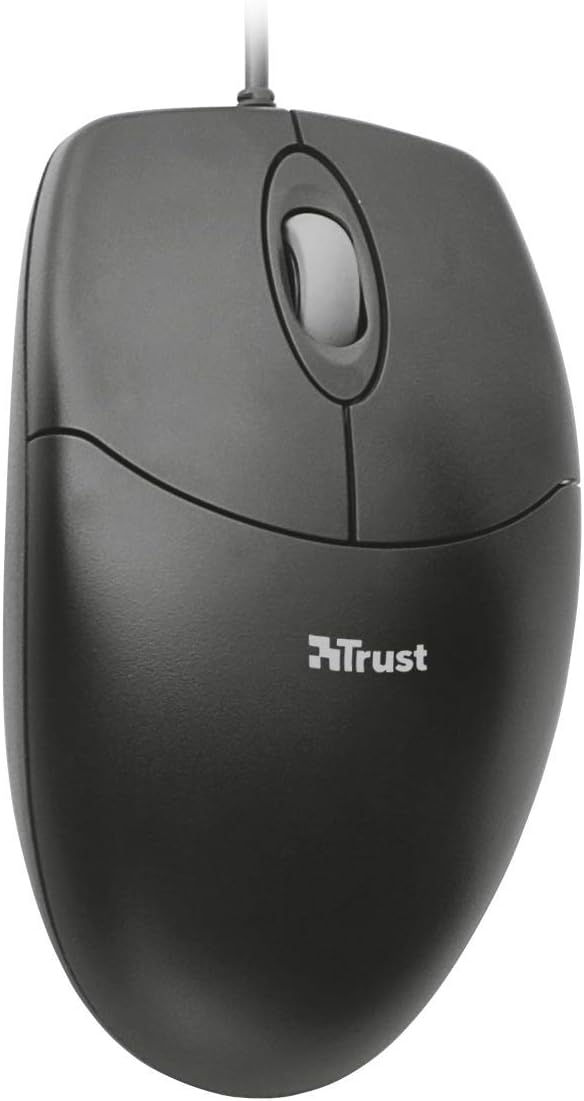 Trust Basi Optical Wired Mouse for Computer and Laptop, 1000 DPI, 3 Buttons, Left and Right Hand Users - Black - Amazing Gadgets Outlet