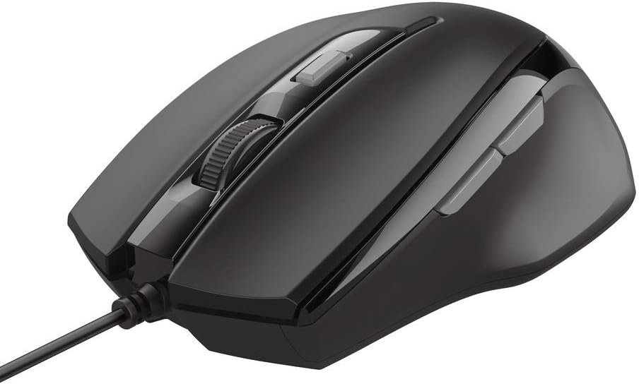 Trust Basi Optical Wired Mouse for Computer and Laptop, 1000 DPI, 3 Buttons, Left and Right Hand Users - Black - Amazing Gadgets Outlet