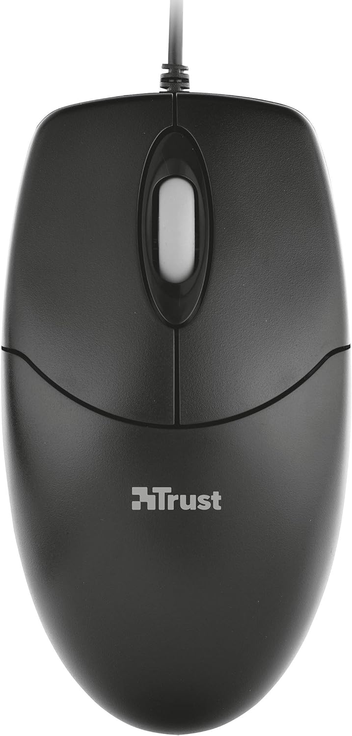 Trust Basi Optical Wired Mouse for Computer and Laptop, 1000 DPI, 3 Buttons, Left and Right Hand Users - Black - Amazing Gadgets Outlet