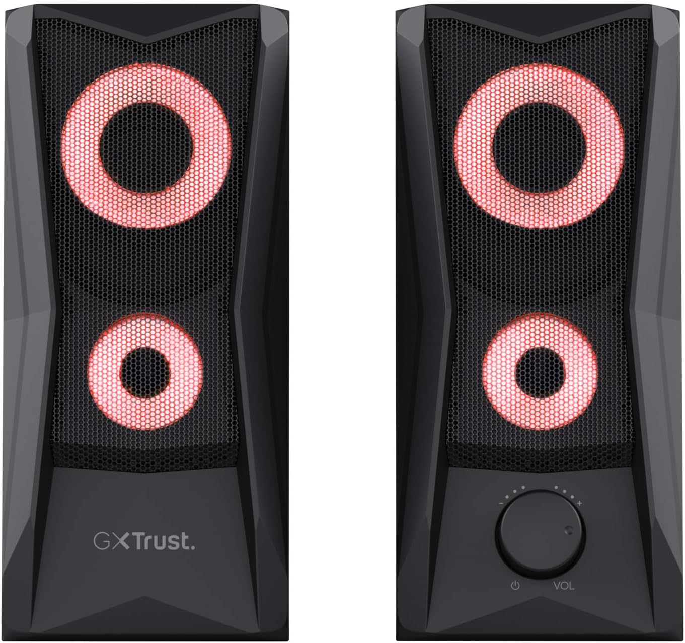 Trust Gaming GXT 606B Javv PC Speakers 2.0 with RGB Lights, 12W (6W RMS), 3.5 mm Jack, Metal Grille, USB Powered Gamer Sound System, Compact Stereo Computer Speakers for Desktop/Laptop - Black - Amazing Gadgets Outlet