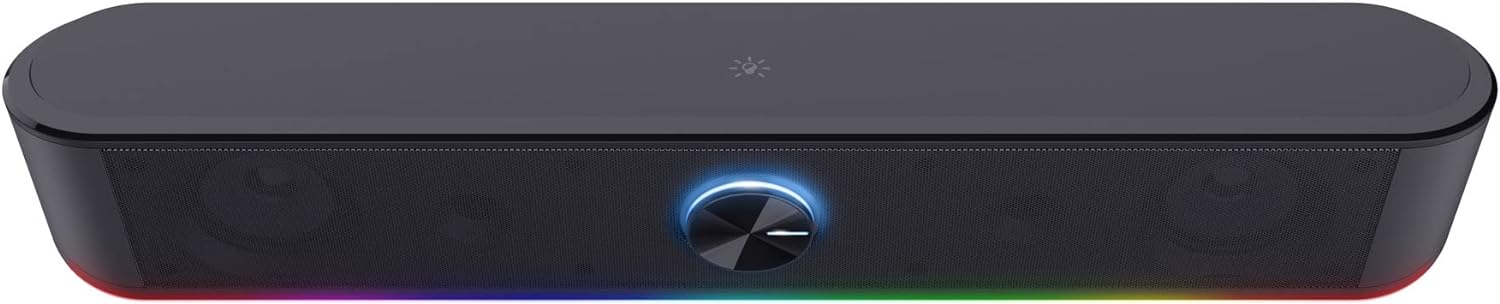 Trust Gaming GXT 619 Thorne RGB Illuminated Soundbar, PC Speakers, 12W Peak Power, 3.5 mm Jack, USB Powered Soundbar, Stereo Sound System for PC, Desktop, Laptop, Computer - Black - Amazing Gadgets Outlet