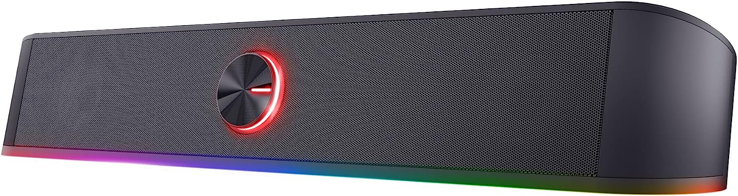 Trust Gaming GXT 619 Thorne RGB Illuminated Soundbar, PC Speakers, 12W Peak Power, 3.5 mm Jack, USB Powered Soundbar, Stereo Sound System for PC, Desktop, Laptop, Computer - Black - Amazing Gadgets Outlet