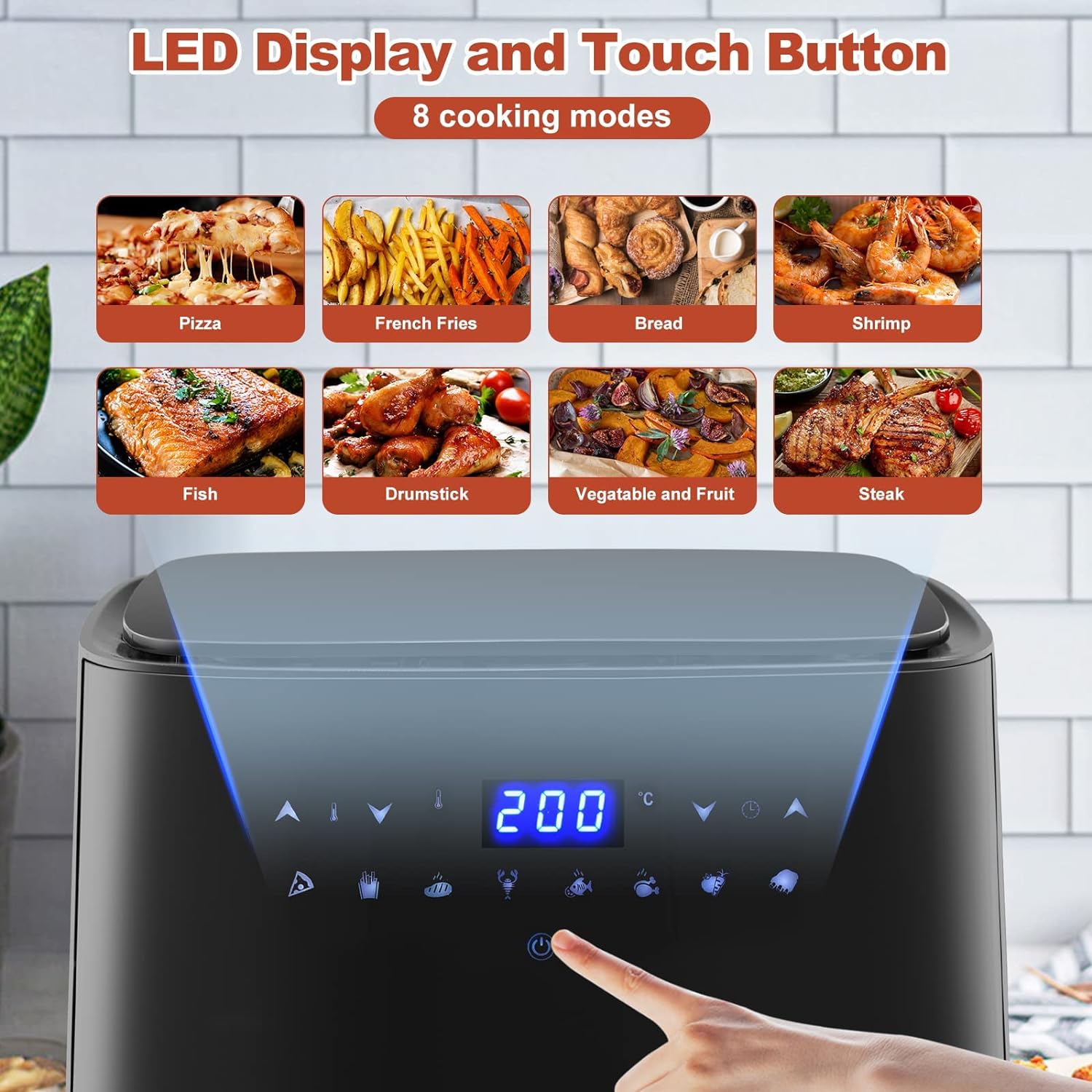 TUKAILAi 5L Digital Air Fryer Oven with Rapid Air Circulation and One - Touch Screen, 8 Cooking Presets, Nonstick Basket, Timer & Temperature Control, Nonstick Basket, Oil Free Air Fryers for Home 1450W - Amazing Gadgets Outlet