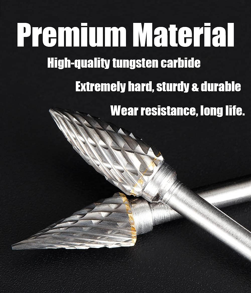 Tungsten Carbide Rotary Burr Set for Dremel, 10PCS Carbide Double Cut Carving Burr Bits with 1/8” Shank Rotary Tool Accessories for Woodworking, Engraving, Drilling, Steel Metal Working - Amazing Gadgets Outlet