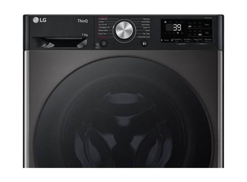 TurboWash™ 11kg Washing Machine with 1400 rpm, Steam™, AI DD™, A Energy Rated in Black Metallic - Amazing Gadgets Outlet