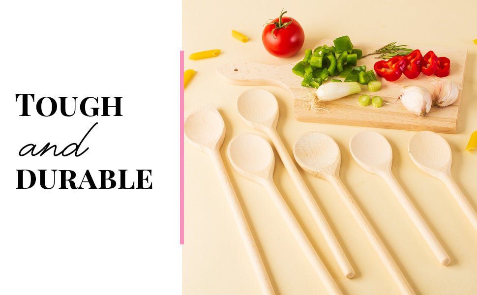 tuuli Kitchen 6 Piece Wooden Cooking Spoons Kitchen Utensil Set (6x Cooking Spoon 18cm - 35cm lenght) - Amazing Gadgets Outlet