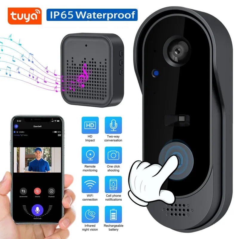 Tuya Doorbell With Camera Wireless Bundle Video Doorbell WIFI HD Outdoor Phone Door Bell Camera Security Video Intercom IR - Amazing Gadgets Outlet