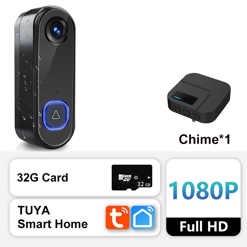 TUYA Video Doorbell WIFI 1080P HD Outdoor Phone Door Bell Camera Security Video Intercom IR Night Vision AC USB Power Smart Home - Amazing Gadgets Outlet