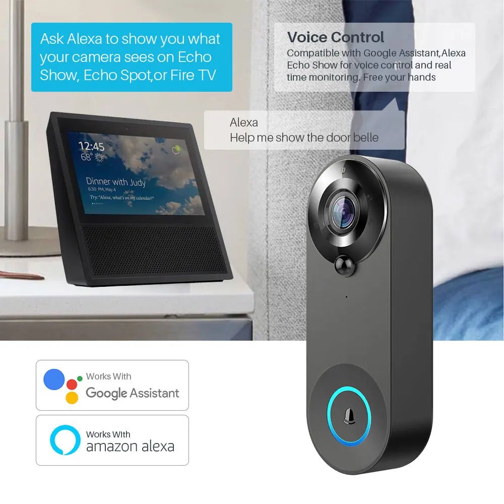 Tuya Video Doorbell WiFi Wireless Door Bell Camera 1080P Two - Way Video Intercom Door Smart Life Works With Alexa Google Home - Amazing Gadgets Outlet