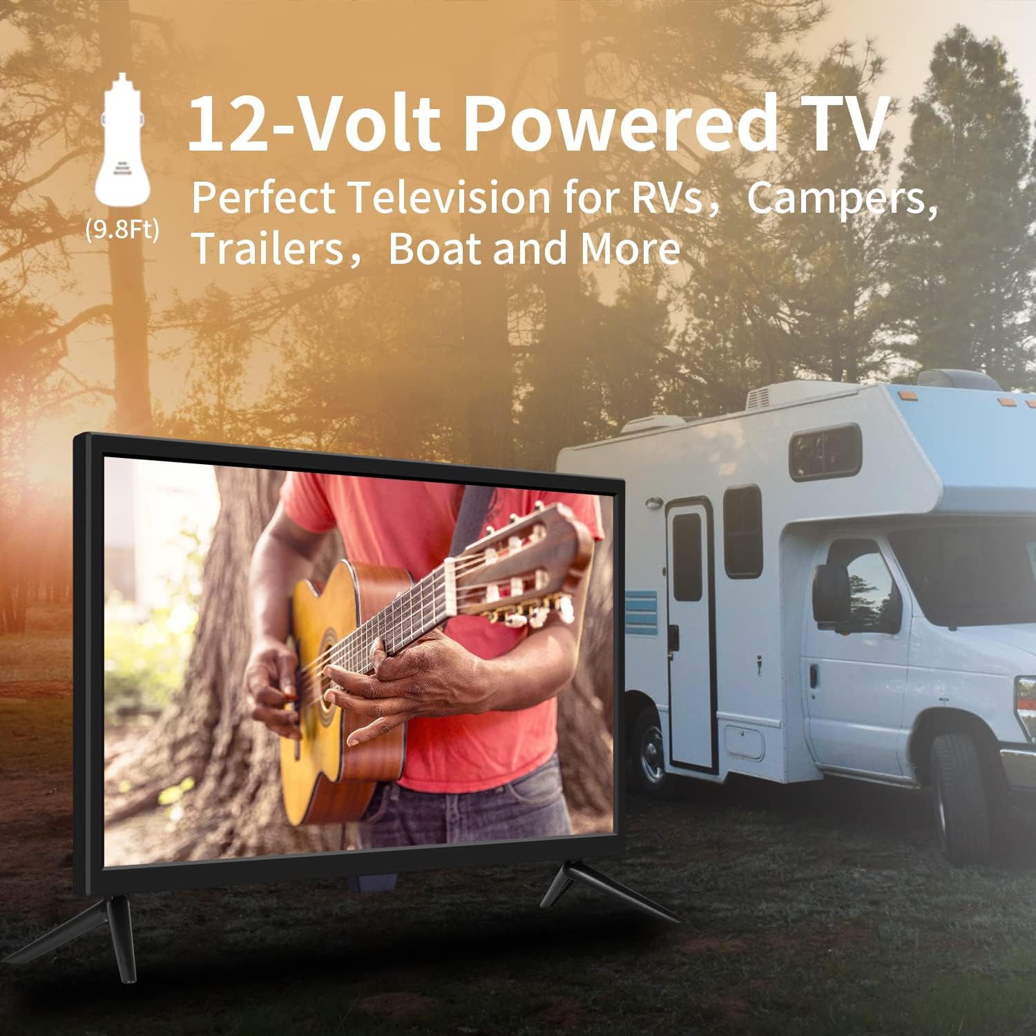 TV 22 inch IPS HD 1080P Screen,Small tv with Freeview Receiver,12 volt TV Built Digital T2 Tuner,USB,HDMI/RCA/VGA inputs,Suitable for Bedroom Caravan - Amazing Gadgets Outlet