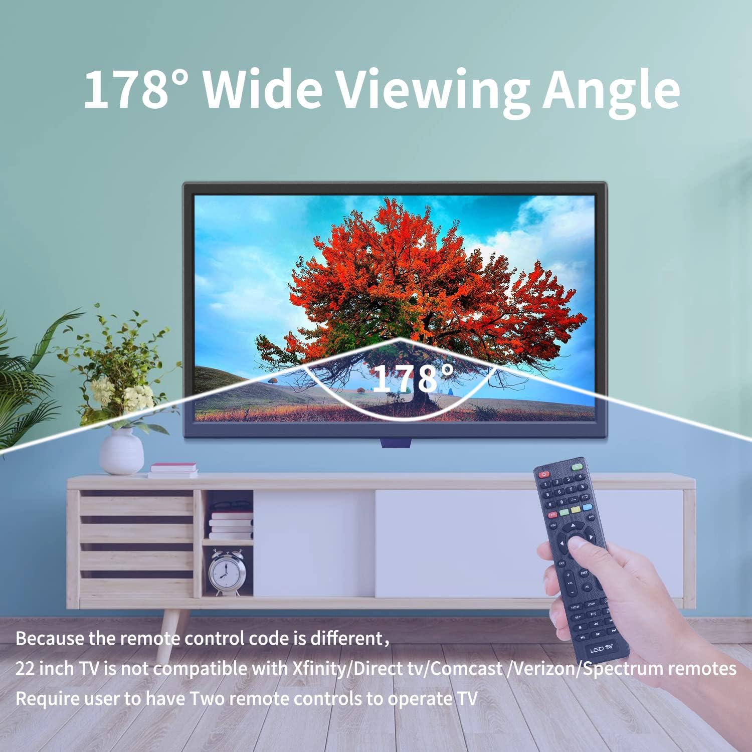 TV 22 inch IPS HD 1080P Screen,Small tv with Freeview Receiver,12 volt TV Built Digital T2 Tuner,USB,HDMI/RCA/VGA inputs,Suitable for Bedroom Caravan - Amazing Gadgets Outlet