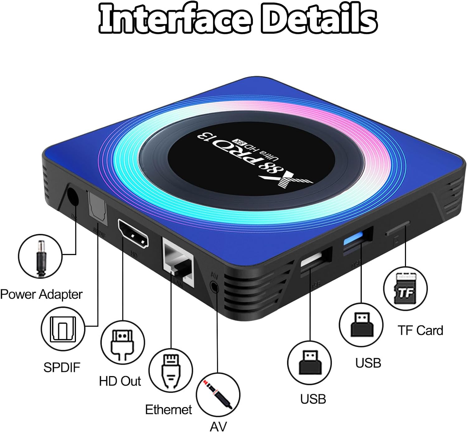 TV Box Android 2023,Android 13.0 Box 8K,4GB Ram 32GB Rom RK3528 Quad - Core 64bit Cortex - A53,Support Wifi6,HDR10+,2.4G+5G Dual Wifi,Bluetooth 5.0,100M Ethernet,Smart Box with Mini Wireless Keyboard - Amazing Gadgets Outlet