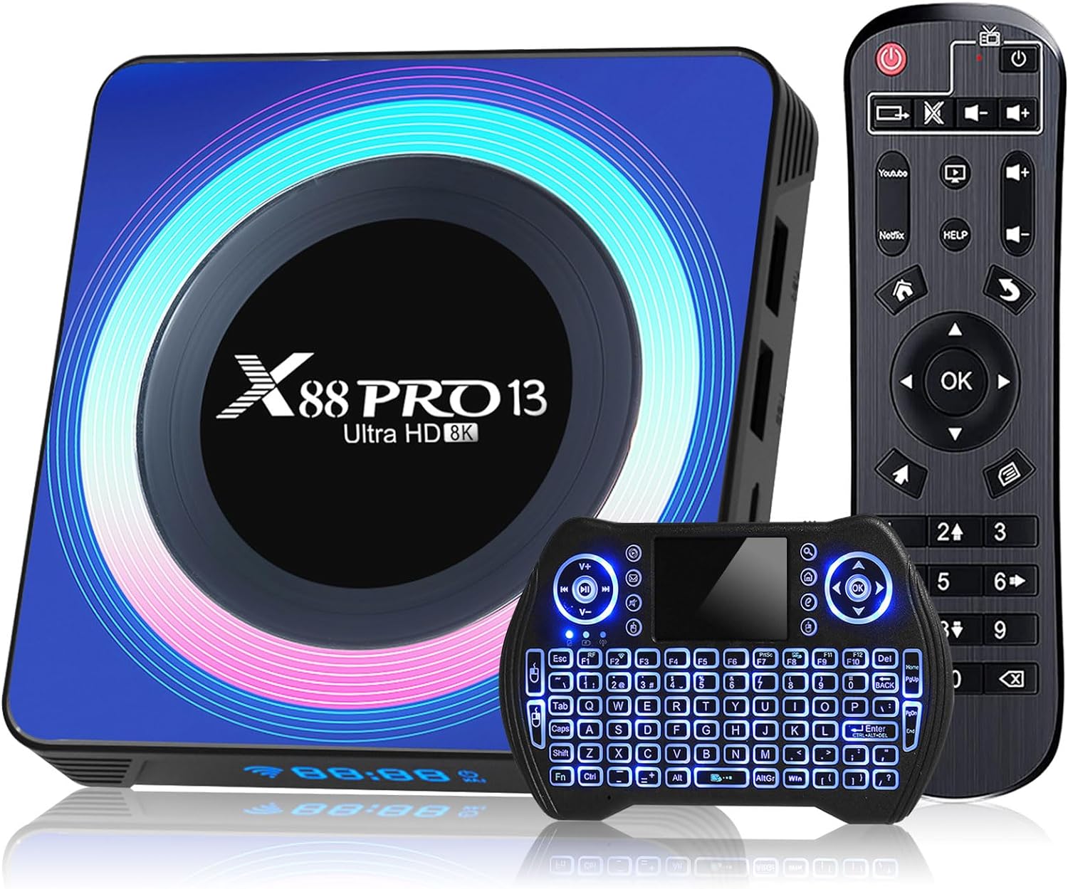 TV Box Android 2023,Android 13.0 Box 8K,4GB Ram 32GB Rom RK3528 Quad - Core 64bit Cortex - A53,Support Wifi6,HDR10+,2.4G+5G Dual Wifi,Bluetooth 5.0,100M Ethernet,Smart Box with Mini Wireless Keyboard - Amazing Gadgets Outlet