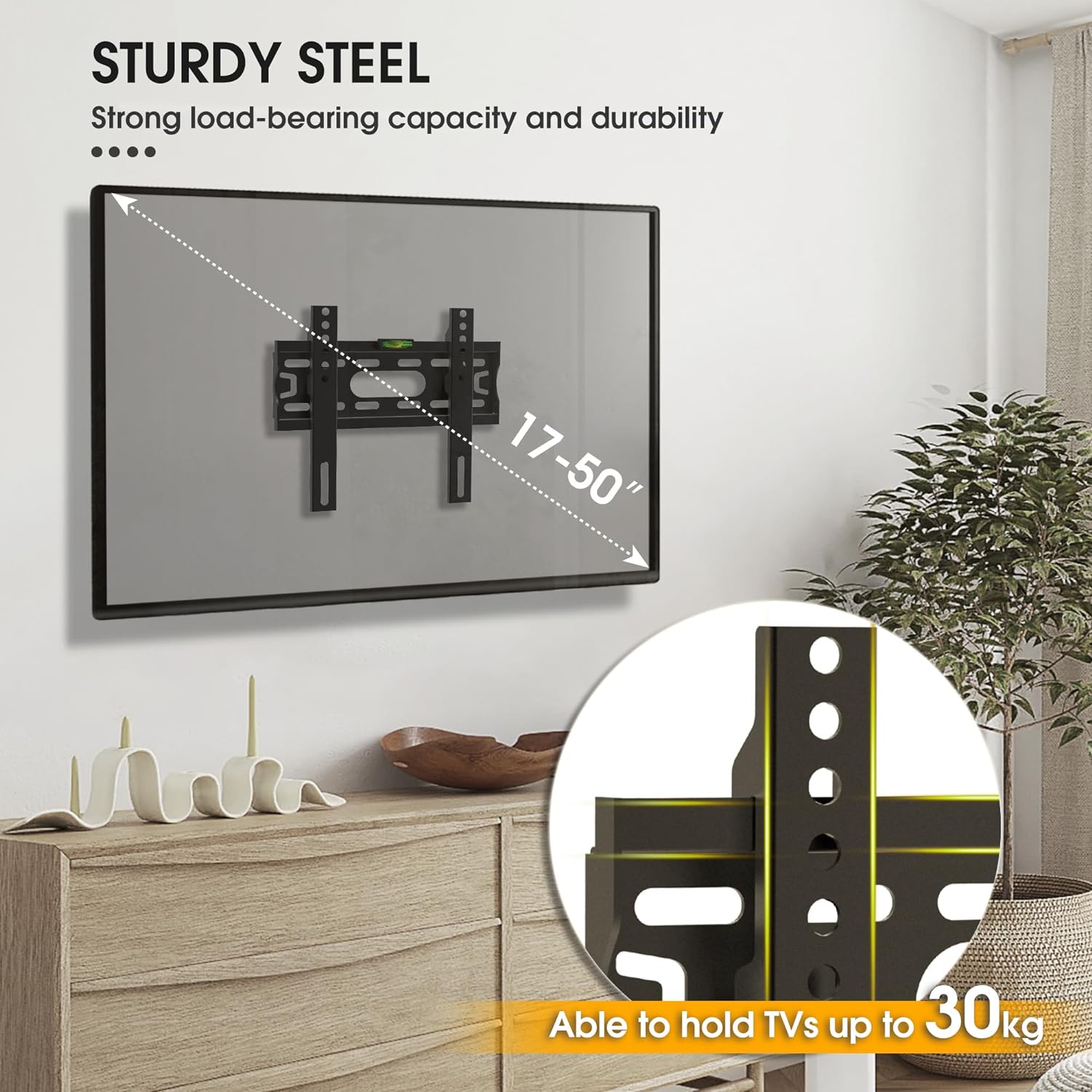 Tv Wall Bracket For 17 - 43 Inch, Flat Tv Wall Mount With Spirit Level, 25kg Capacity, Max Vesa: 200x200 - Amazing Gadgets Outlet