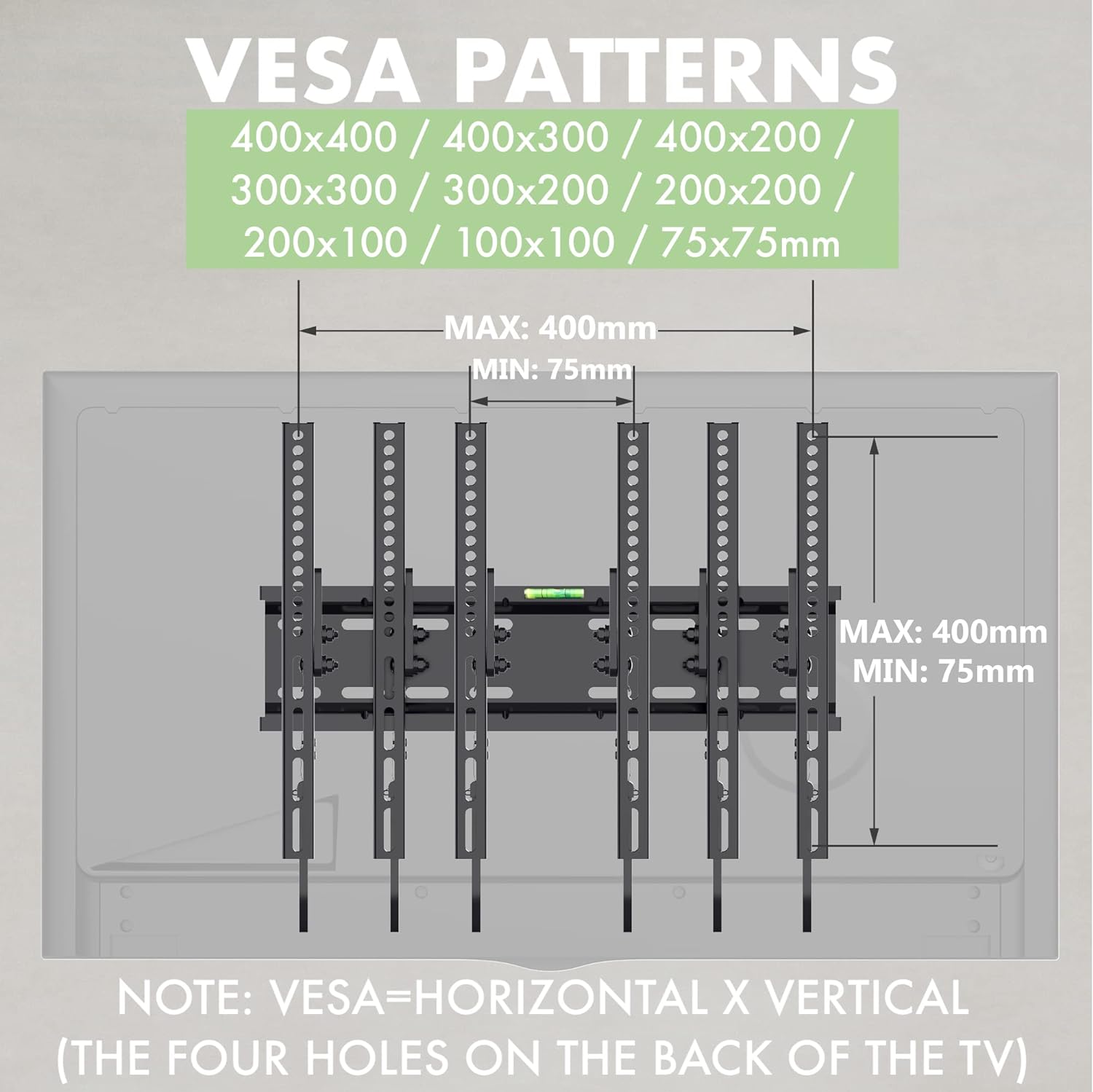 TV Wall Bracket for 23" - 55" LCD LED 3D Plasma Flat Curved Screens - Sturdy Strong Flat TV Wall Mount - Max Load Capacity 50 kg - Max VESA 400x400mm - Bubble Level included - Amazing Gadgets Outlet