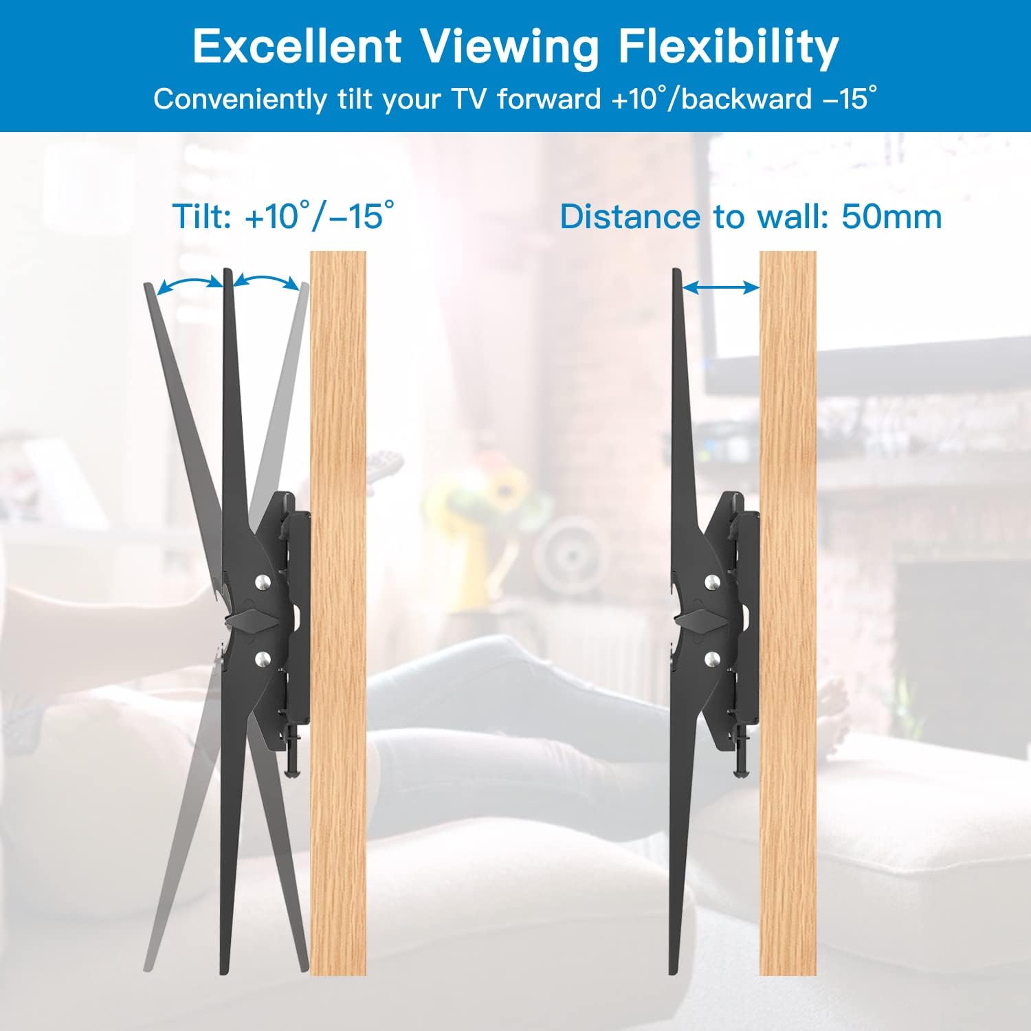 TV Wall Bracket Tilt, TV Mount for Most 26 - 65 inch Flat and Curved TVs up to 60KG, Max VESA 400X400mm, PSMT2 - E - Amazing Gadgets Outlet