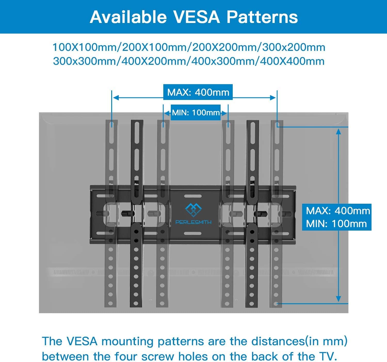 TV Wall Bracket Tilt, TV Mount for Most 26 - 65 inch Flat and Curved TVs up to 60KG, Max VESA 400X400mm, PSMT2 - E - Amazing Gadgets Outlet