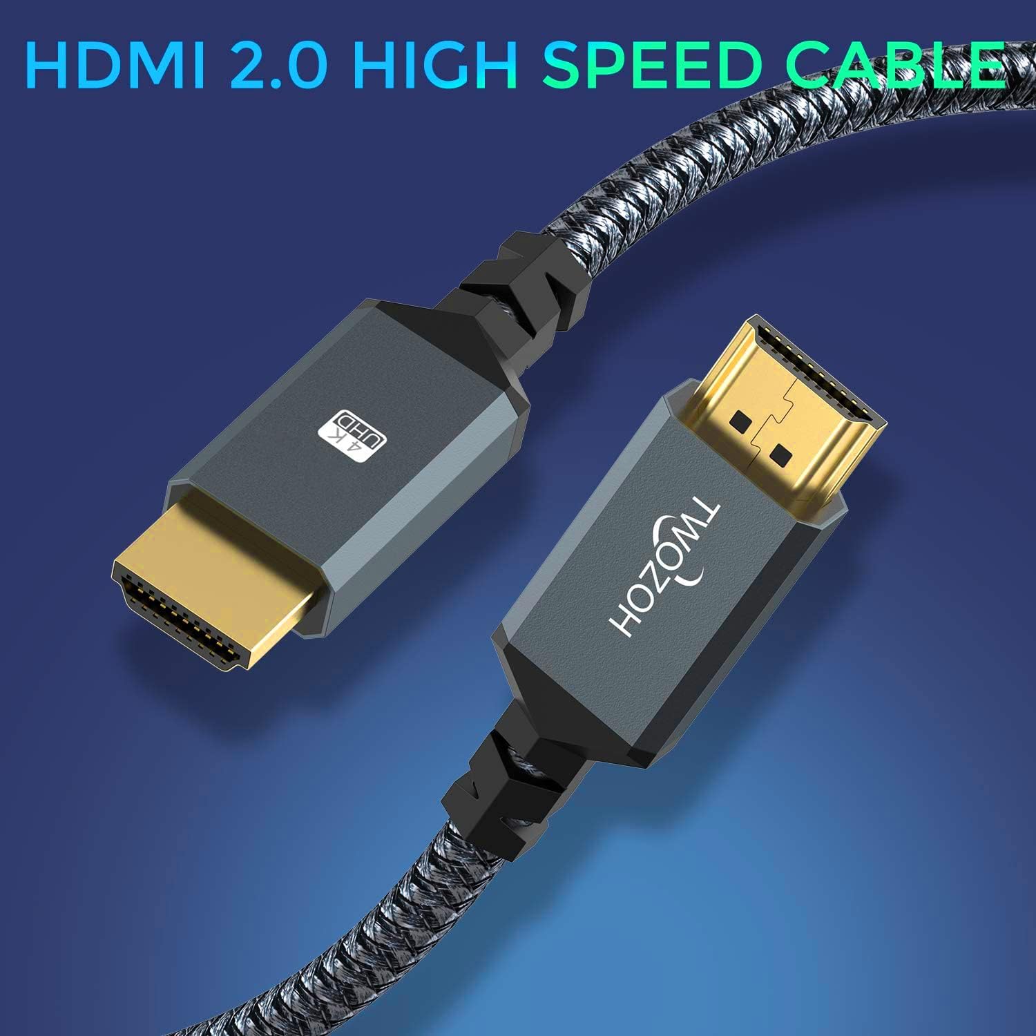 Twozoh 15M HDMI 2.0 Cable, High - Speed Braided HDMI to HDMI Lead support 4K/60HZ 18Gbps 2.0a/2.0b/1.4a/2160p/1080p for PS5,PS4,PC,Projector,Monitor,TV, Xbox - Amazing Gadgets Outlet