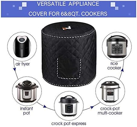 UCARE Electric Pressure Cooker Cover Waterproof Rice Cooker Cover Dust Cover for Instant Pot with Pocket Small Kitchen Appliances Black (Black, 6QT) - Amazing Gadgets Outlet