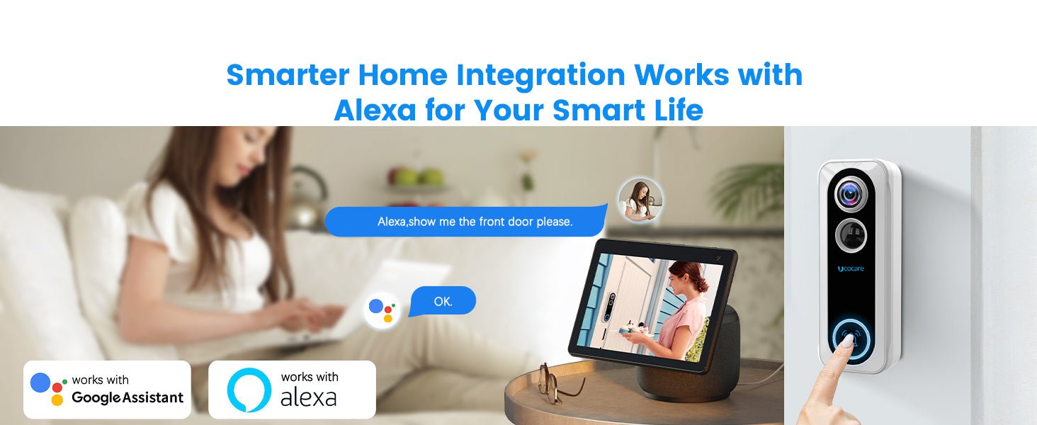 UCOCARE 4MP Video Doorbell Wireless Works with Alexa, Doorbell Camera Wireless with Chime, Voice Changer, Voice Message, Motion Detection, Instant Alerts, Night Vision, 2 - way Audio, Support TF/Cloud - Amazing Gadgets Outlet