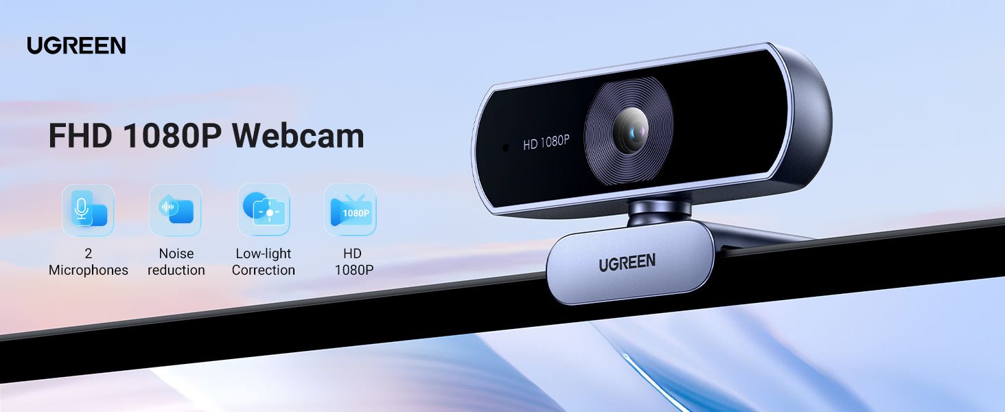 UGREEN USB Webcam, Full HD 1080P/30fps Webcam for PC, Webcam with Microphone, Clear Stereo Audio, Auto Light Correction, 85° View Web Cam for Live Streaming, Video Calling, Studying, Conferences - Amazing Gadgets Outlet