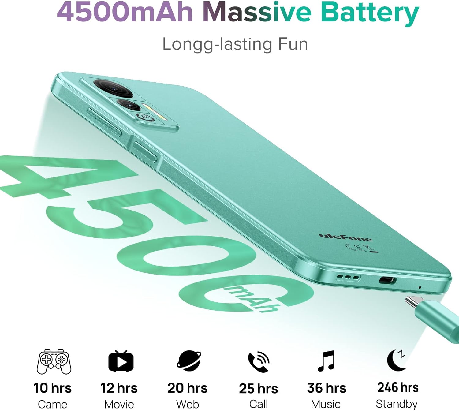 Ulefone 2024 Note 14 Mobile Phones, Max 7GB+16GB, 128GB Extension, Android 12 Phone, 4G Dual SIM Free Smartphone Unlocked, 6.52 inch, Three Card Slots, 4500mAh Battery, Type C, OTG, UK Version, Green - Amazing Gadgets Outlet