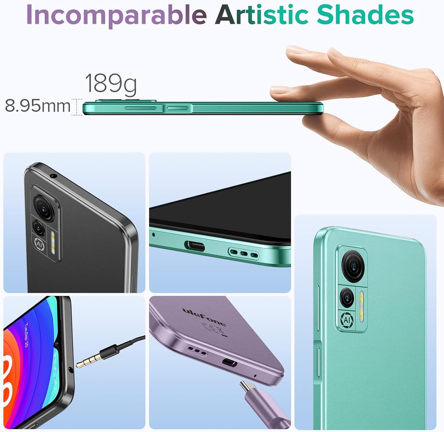 Ulefone 2024 Note 14 Mobile Phones, Max 7GB+16GB, 128GB Extension, Android 12 Phone, 4G Dual SIM Free Smartphone Unlocked, 6.52 inch, Three Card Slots, 4500mAh Battery, Type C, OTG, UK Version, Green - Amazing Gadgets Outlet