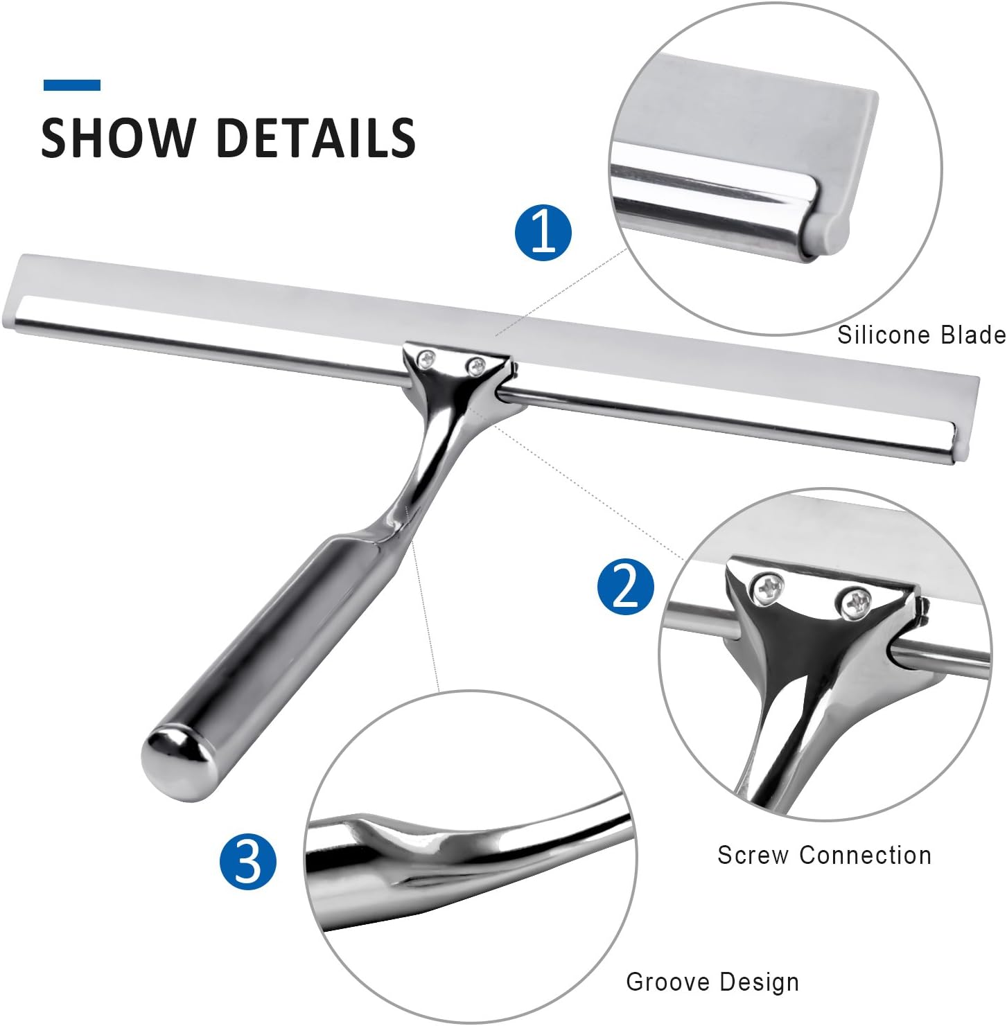 Ulinek Shower Window Squeegee, Stainless Steel Squeegee Shower Wiper Scraper Cleaner with Strong Storage Hook for Bathroom Floor Kitchen Wet Room Mirror Car Window Glass Cleaning   Import  Single ASIN  Import  Multiple ASIN ×Product customization - Amazing Gadgets Outlet