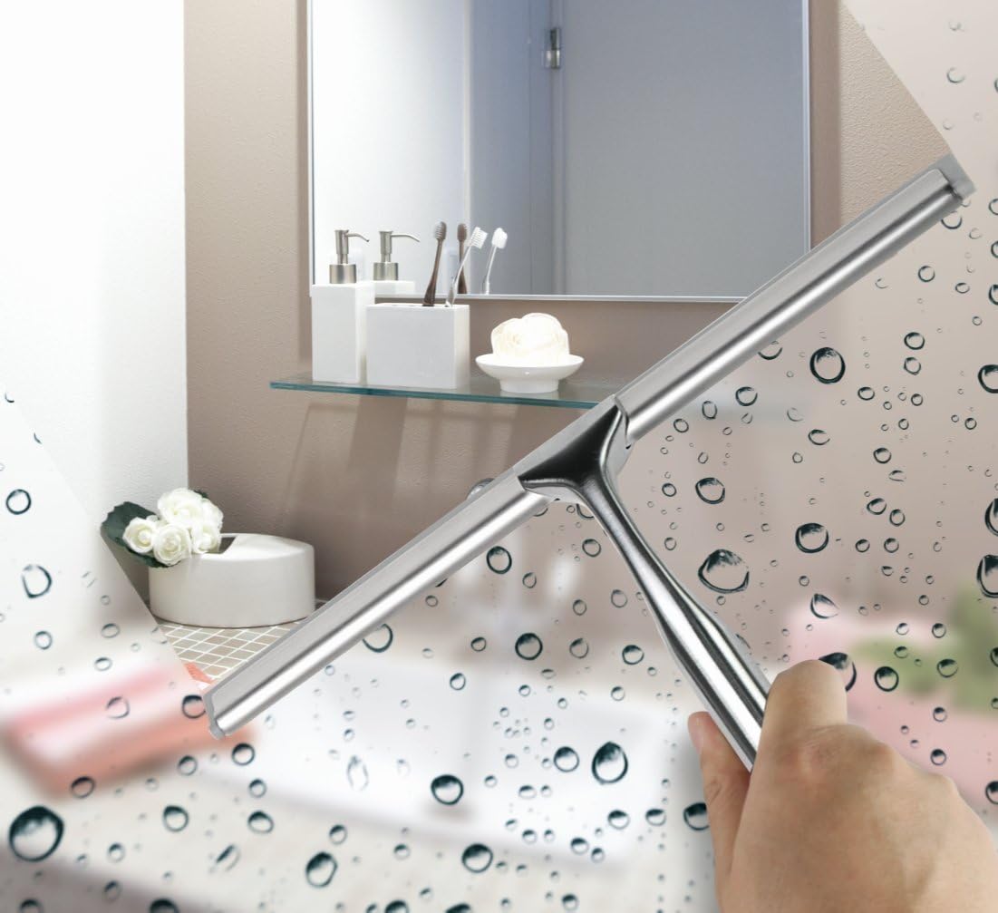 Ulinek Shower Window Squeegee, Stainless Steel Squeegee Shower Wiper Scraper Cleaner with Strong Storage Hook for Bathroom Floor Kitchen Wet Room Mirror Car Window Glass Cleaning   Import  Single ASIN  Import  Multiple ASIN ×Product customization - Amazing Gadgets Outlet