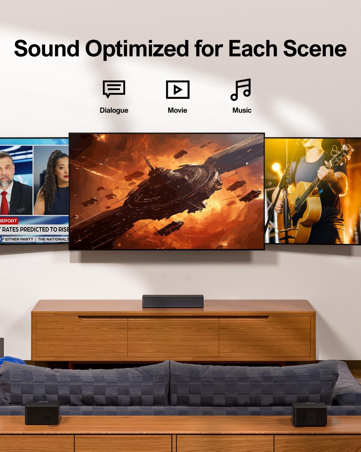 ULTIMEA 5.1 Soundbar with Dolby Atmos, 3D Surround Sound System Sound Bar for TV, TV Sound Bar with Wireless Subwoofer, Surround and Bass Adjustable Home Audio TV Speakers, Poseidon D60 Series - Amazing Gadgets Outlet